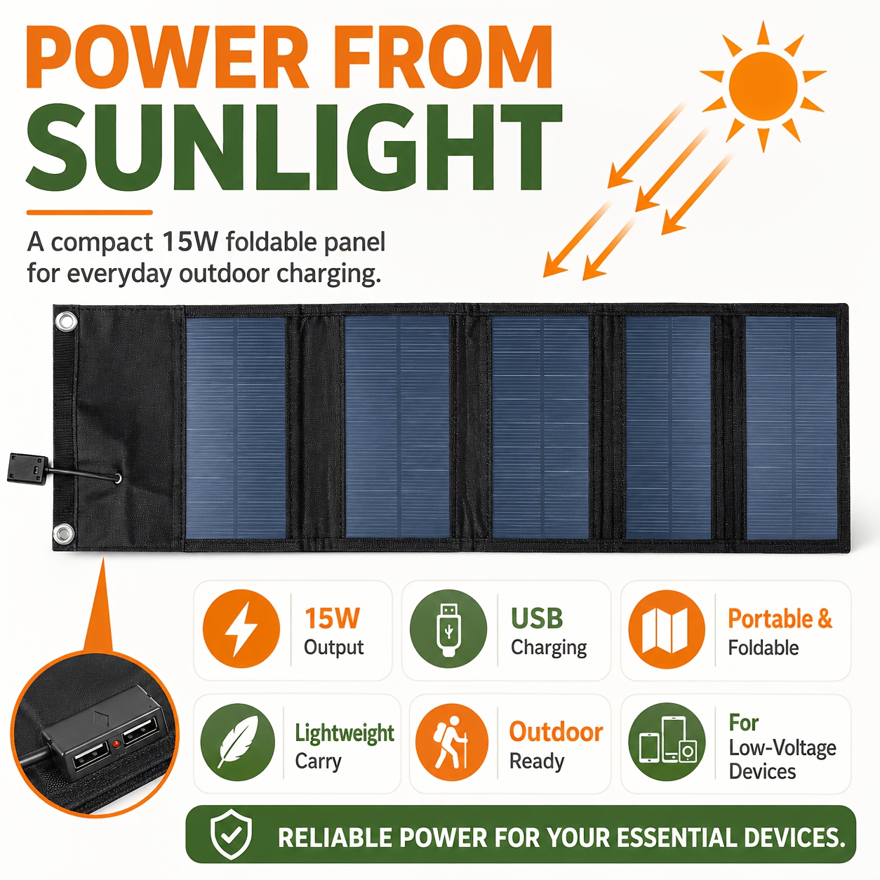 1 15W foldable portable solar  - огляд і ціна Solar Charger Panel Foldable